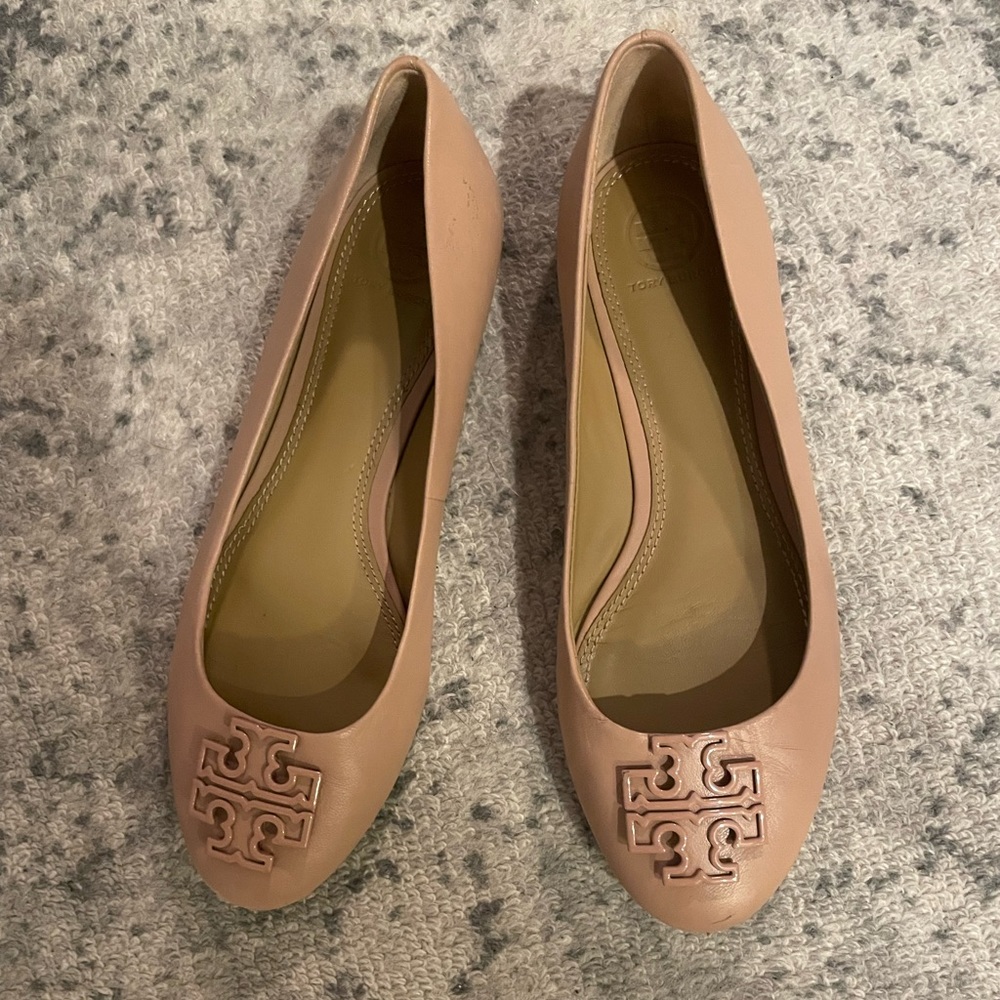 Tory Burch pink/peach/blush Ballet Flats SZ 7.5 excellent condition